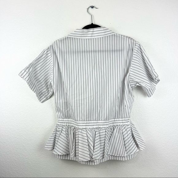 TOME Cabana Striped Peplum Button Down Shirt, White with Black Stripe, 4, NWOT! - Picture 5 of 6
